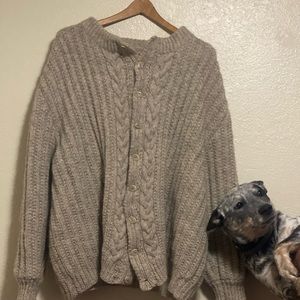 Vintage Wool Handmade Knit Button Front Cardigan